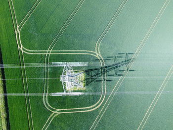 High angle view of soccer field