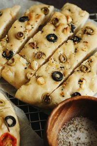 High angle view of bread on plate