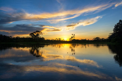 Scenic view of lake during sunset