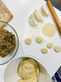 High angle view of food on table