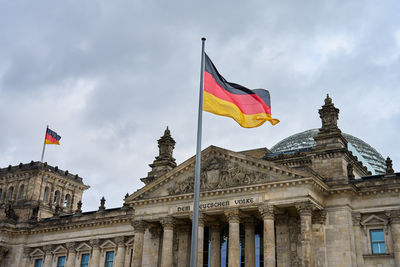 National flag of germany on reichstag building in berlin