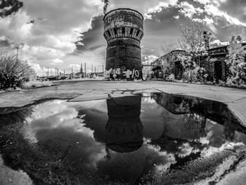 Reflection of built structures in water