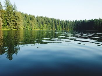 Scenic view of lake against clear sky