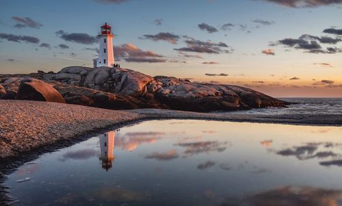 Scenic view of sea against sky at sunset