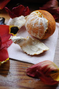 High angle view of bread on table