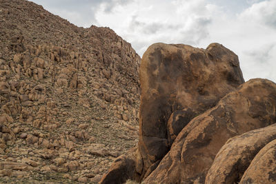 Rock formations in desert landscape