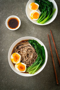 High angle view of seafood in bowl