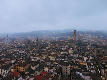 High angle view of buildings in city