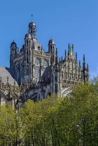 View of temple against building