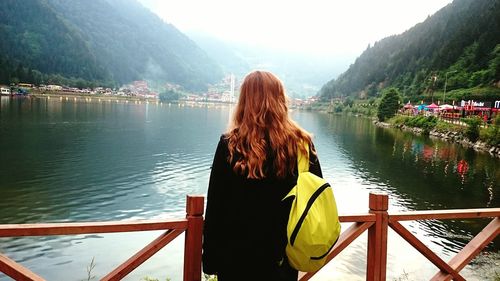 Rear view of woman looking at view