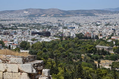 High angle view of buildings in city