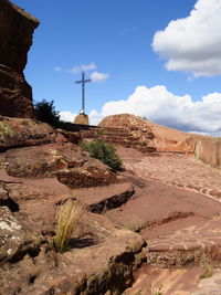 Scenic view of rock formation against sky