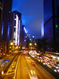 Traffic on city street at night