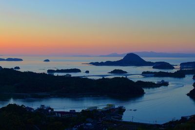 Scenic view of sea against sky at sunset