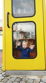 Portrait of boy in car