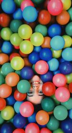 Portrait of girl in ball pool