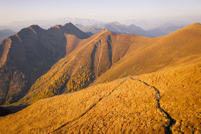 Scenic view of mountain range against sky