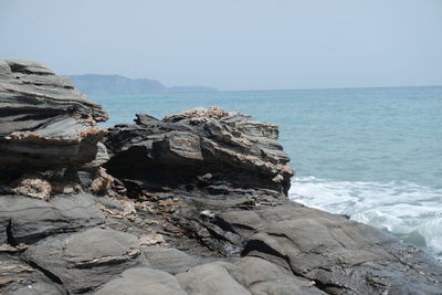 Scenic view of sea against clear sky