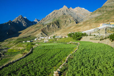 Scenic view of mountains against clear sky