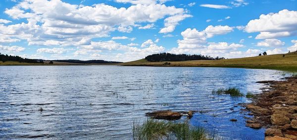 Scenic view of lake against sky