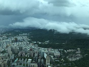 High angle view of townscape against sky