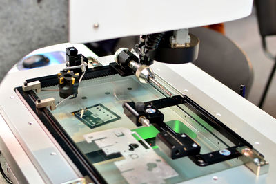 High angle view of machine part