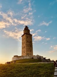 Low angle view of lighthouse against sky