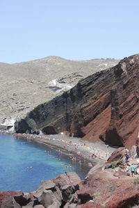 Scenic view of beach against clear sky