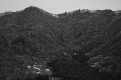 Scenic view of mountains against clear sky