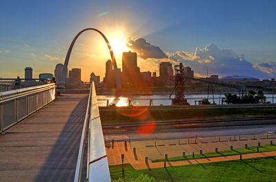 View of city at sunset