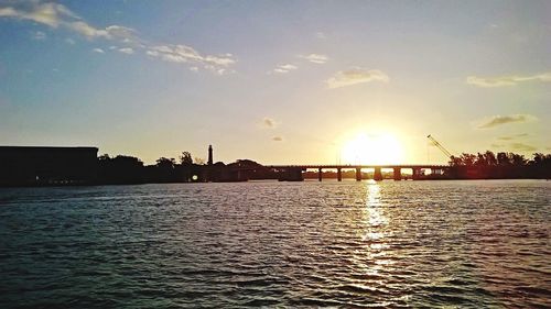 Scenic view of sea at sunset