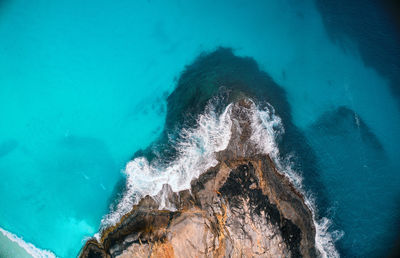 High angle view of water splashing in swimming pool