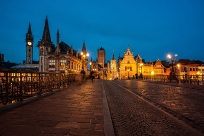 View from st. michaels bridge to the old town of ghent, belgium.