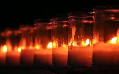 Close-up of illuminated candles