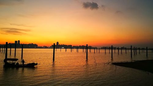 Scenic view of sea against sky during sunset