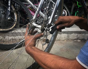 Man working on bicycle