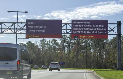 Information sign on road in city