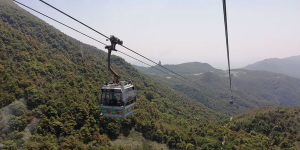 Overhead cable car in mountains