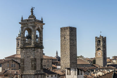 The beautiful skyline of bergamo alta with ancient towers