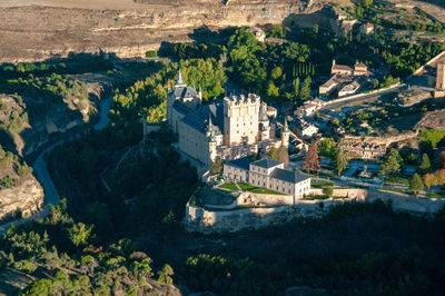 High angle view of alcazar de segovia