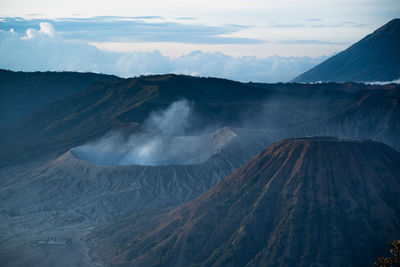 Aerial view of volcanic landscape