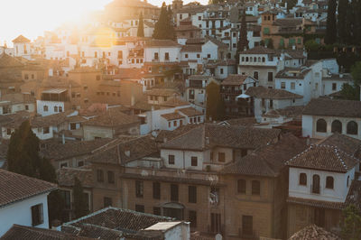 High angle view of old town