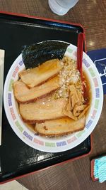 High angle view of meal served in plate