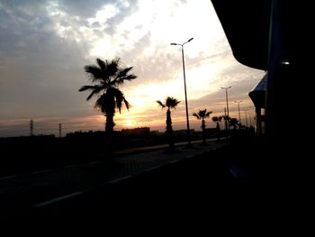 Silhouette palm trees against sky during sunset