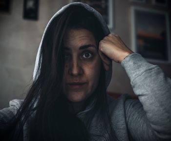 Close-up portrait of young woman