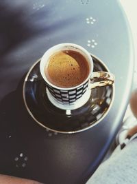 High angle view of coffee on table