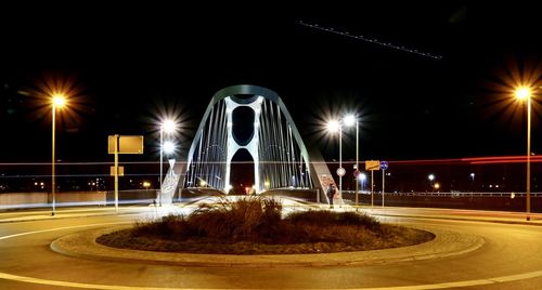 Light trails on road at night