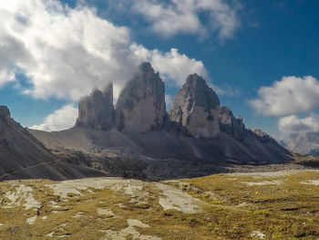 Panoramic view of landscape and mountains against sky