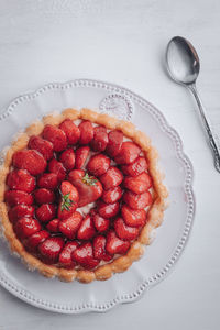 High angle view of dessert in plate