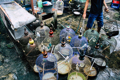 High angle view of ice cream for sale in market